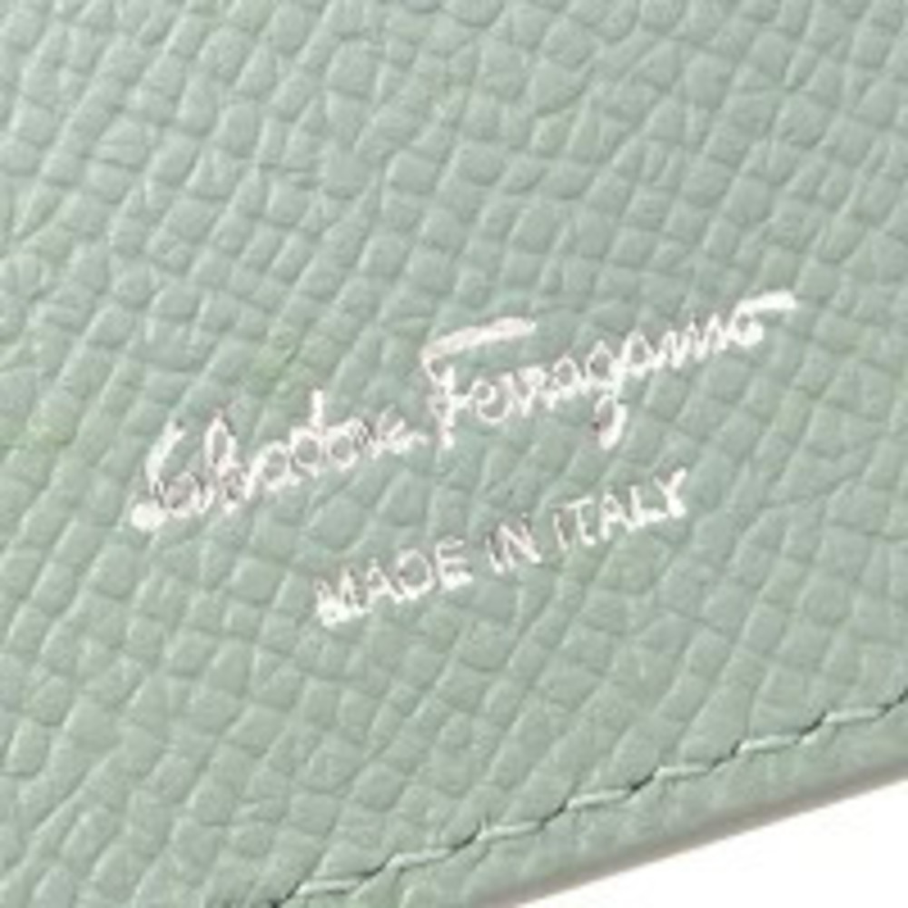 Salvatore Ferragamo Bi Green Gancini Long Lucky fold Blue Charme Double Wallet